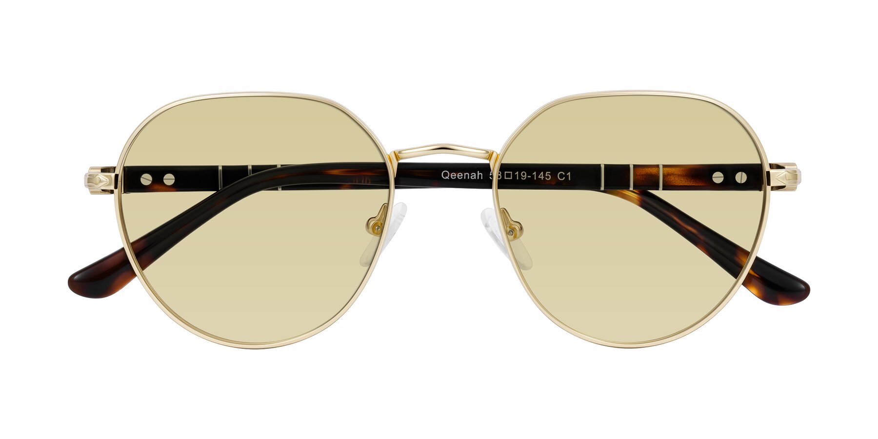 Folded Front of Qeenah in Gold with Light Champagne Tinted Lenses