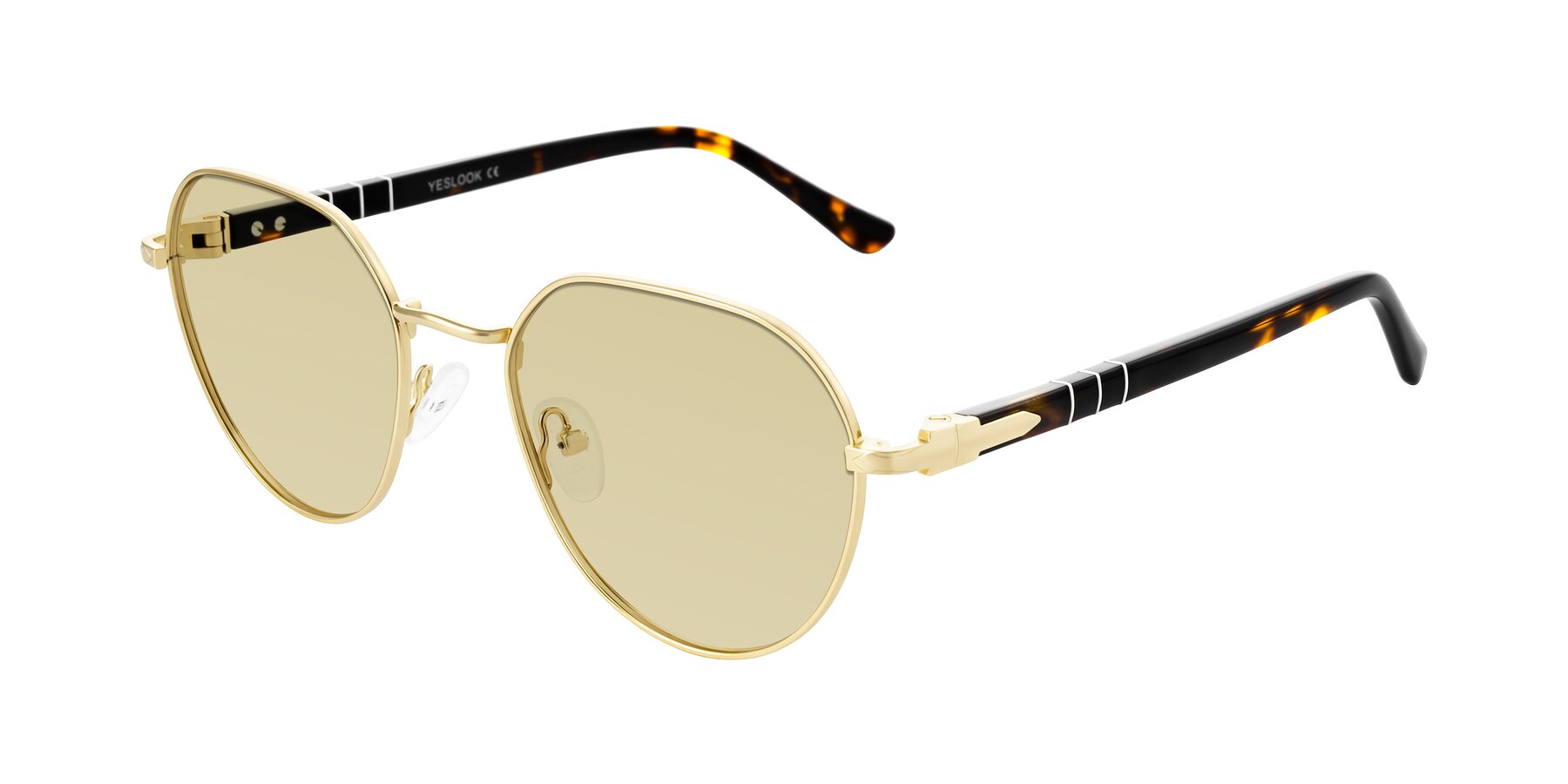 Angle of Qeenah in Gold with Light Champagne Tinted Lenses
