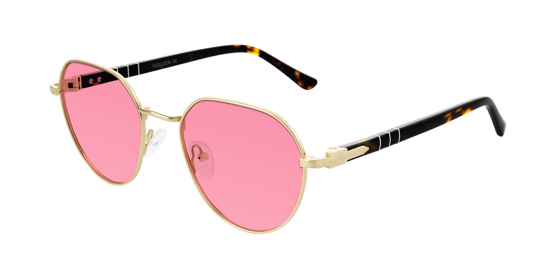Angle of Qeenah in Gold with Pink Tinted Lenses