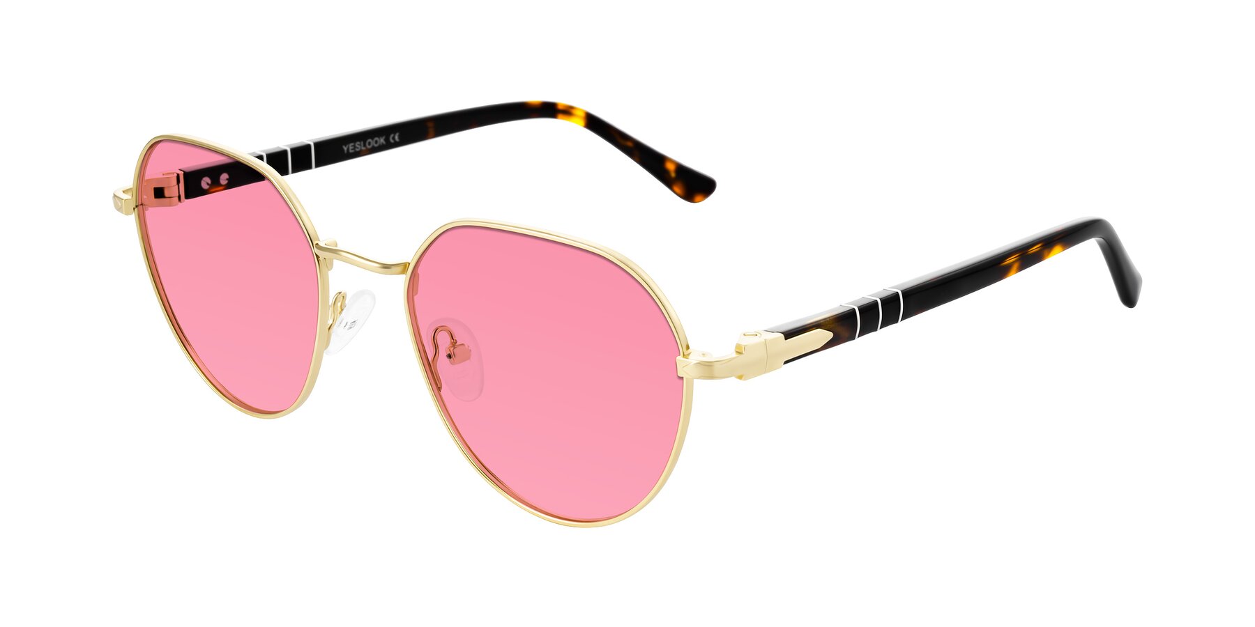Angle of Qeenah in Gold with Pink Tinted Lenses