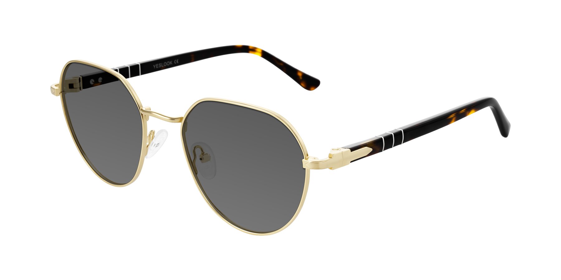Angle of Qeenah in Gold with Medium Gray Tinted Lenses