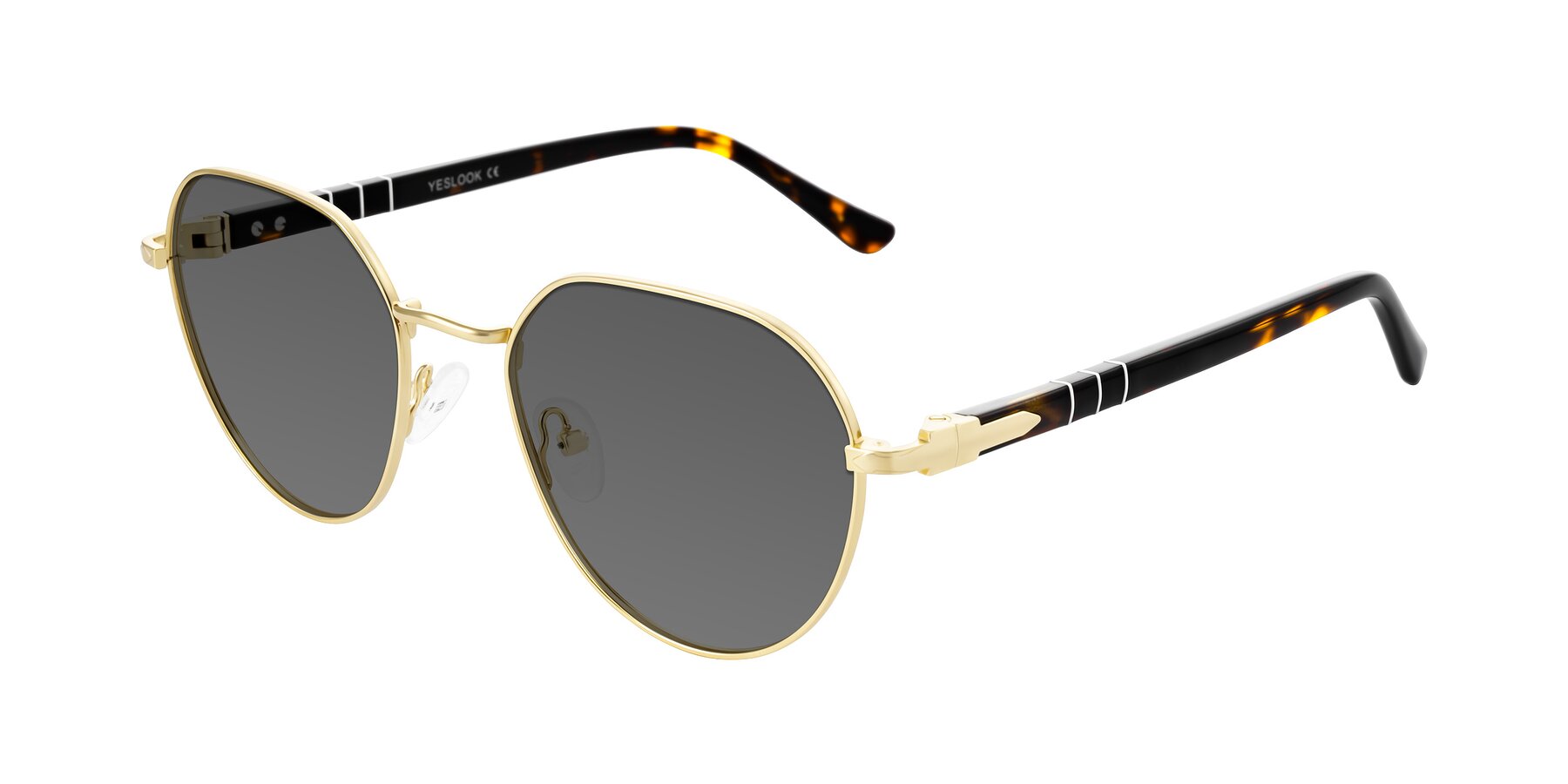 Angle of Qeenah in Gold with Medium Gray Tinted Lenses