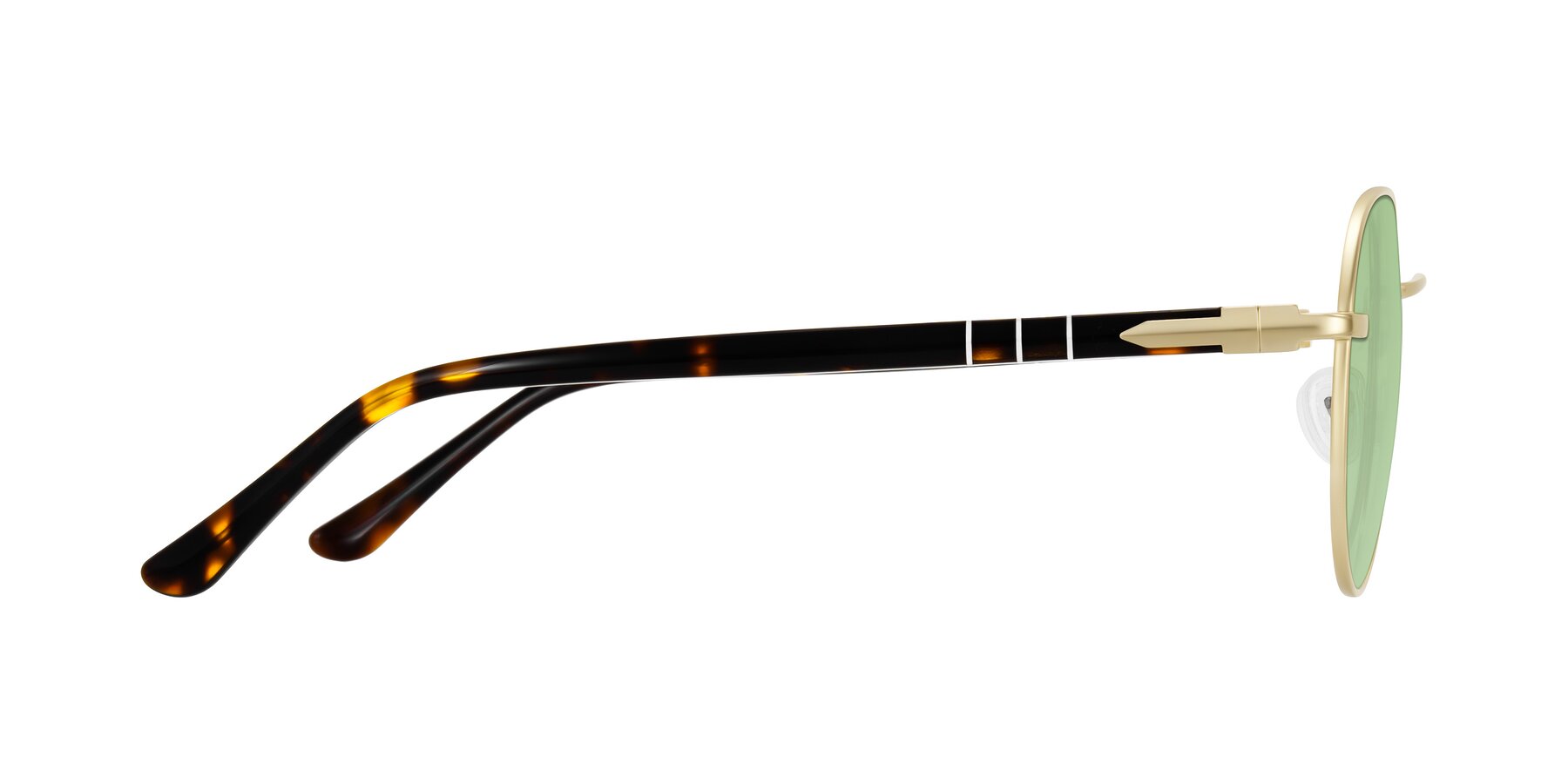 Side of Qeenah in Gold with Medium Green Tinted Lenses