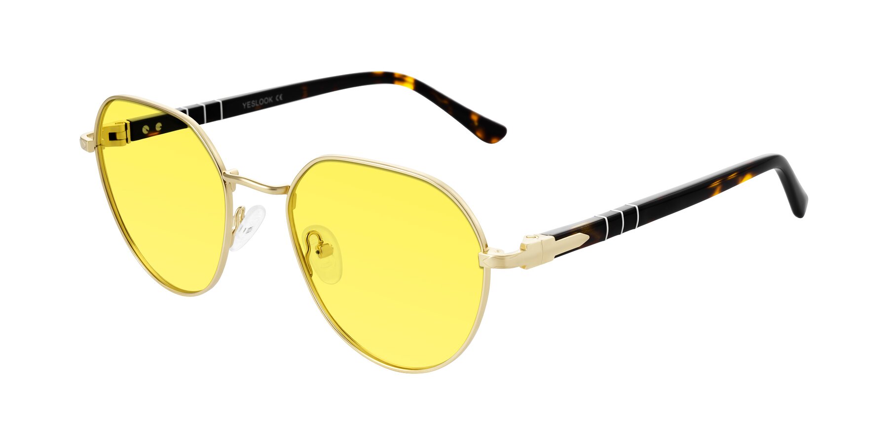 Angle of Qeenah in Gold with Medium Yellow Tinted Lenses