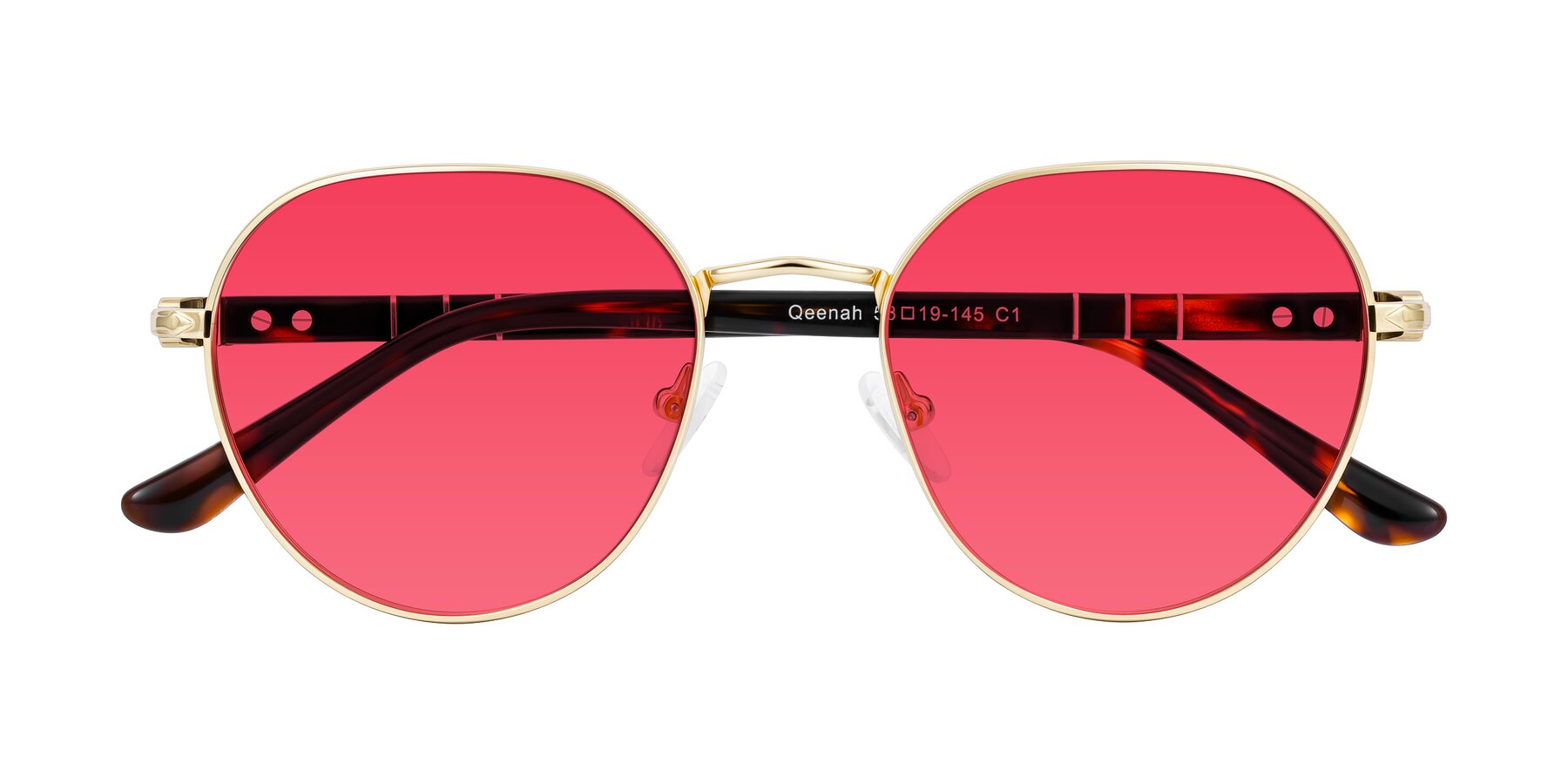 Folded Front of Qeenah in Gold with Red Tinted Lenses