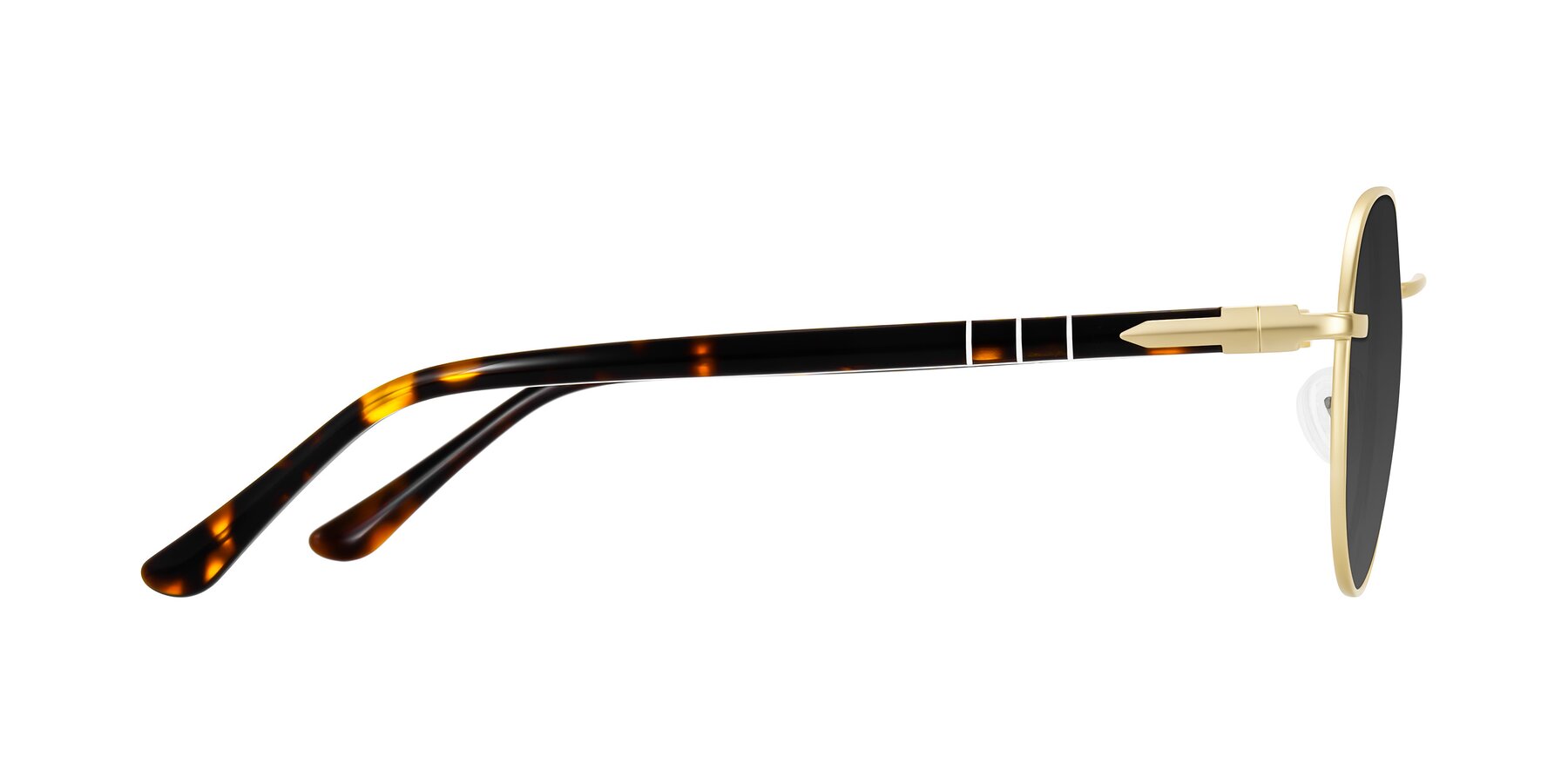 Side of Qeenah in Gold with Gray Tinted Lenses