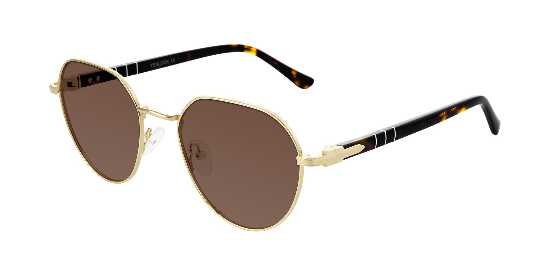 Angle of Qeenah in Gold with Brown Tinted Lenses