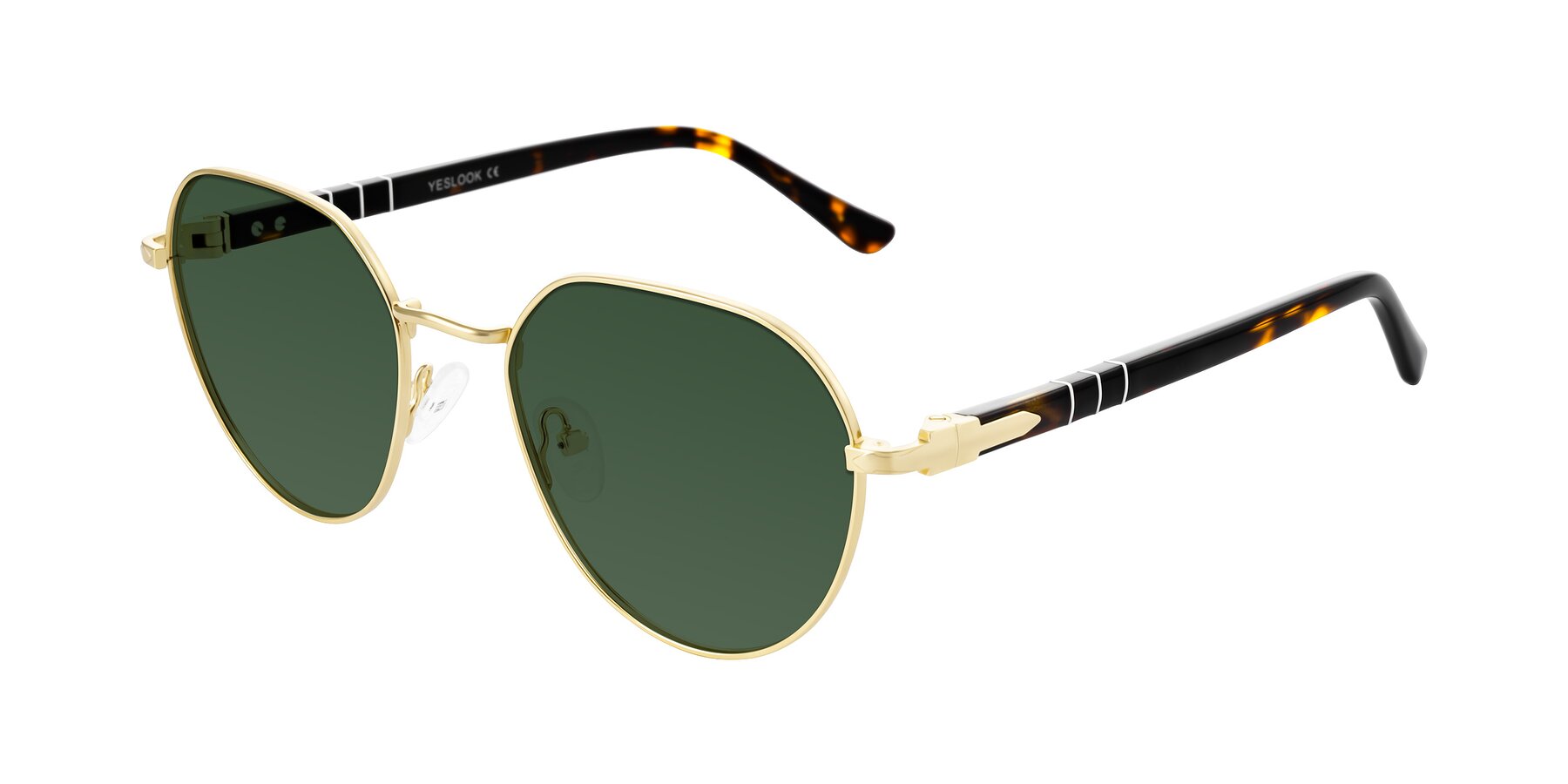 Angle of Qeenah in Gold with Green Tinted Lenses