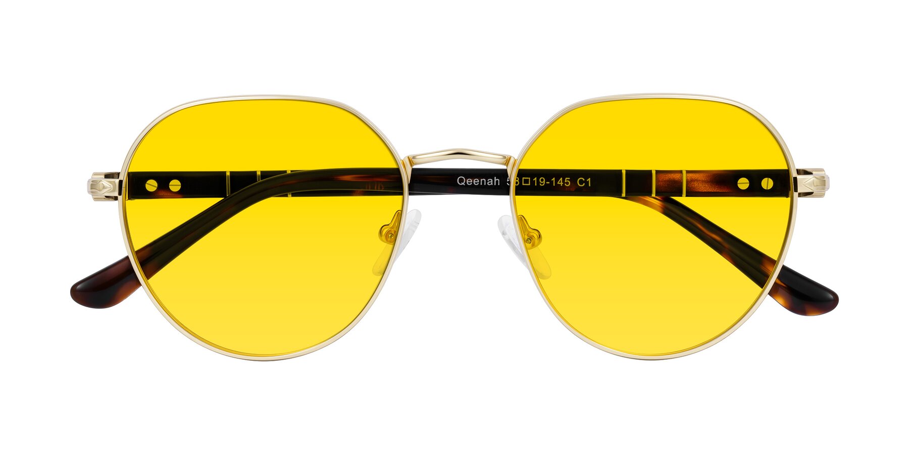 Folded Front of Qeenah in Gold with Yellow Tinted Lenses