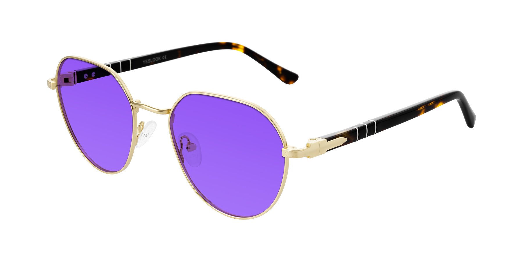 Angle of Qeenah in Gold with Purple Tinted Lenses
