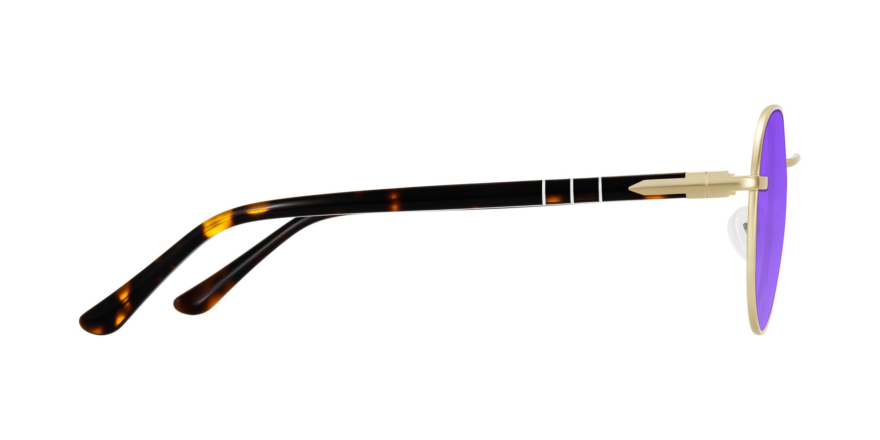 Side of Qeenah in Gold with Purple Tinted Lenses