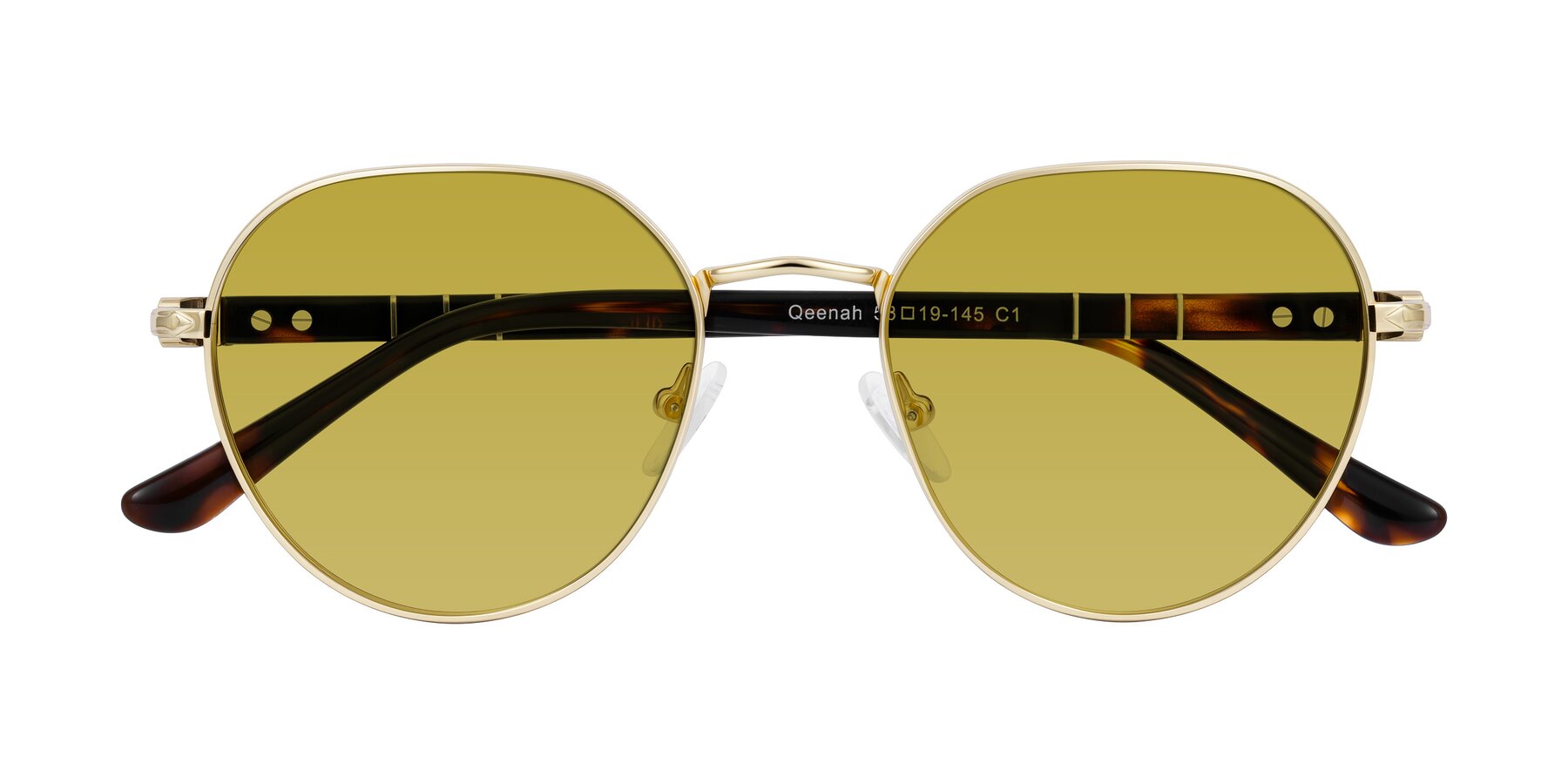 Folded Front of Qeenah in Gold with Champagne Tinted Lenses