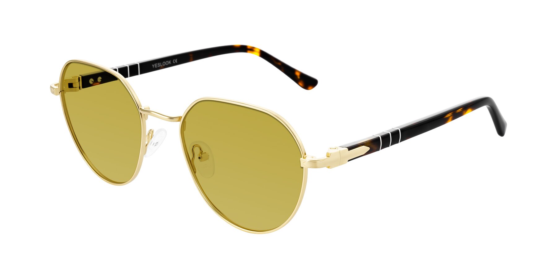 Angle of Qeenah in Gold with Champagne Tinted Lenses