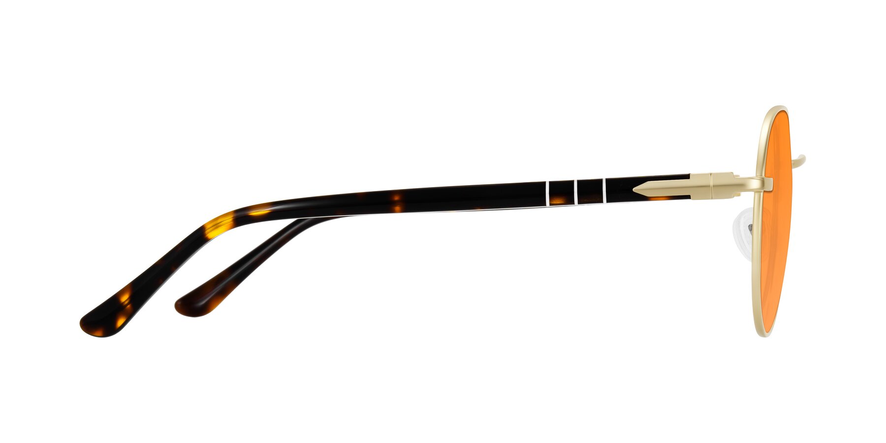 Side of Qeenah in Gold with Orange Tinted Lenses