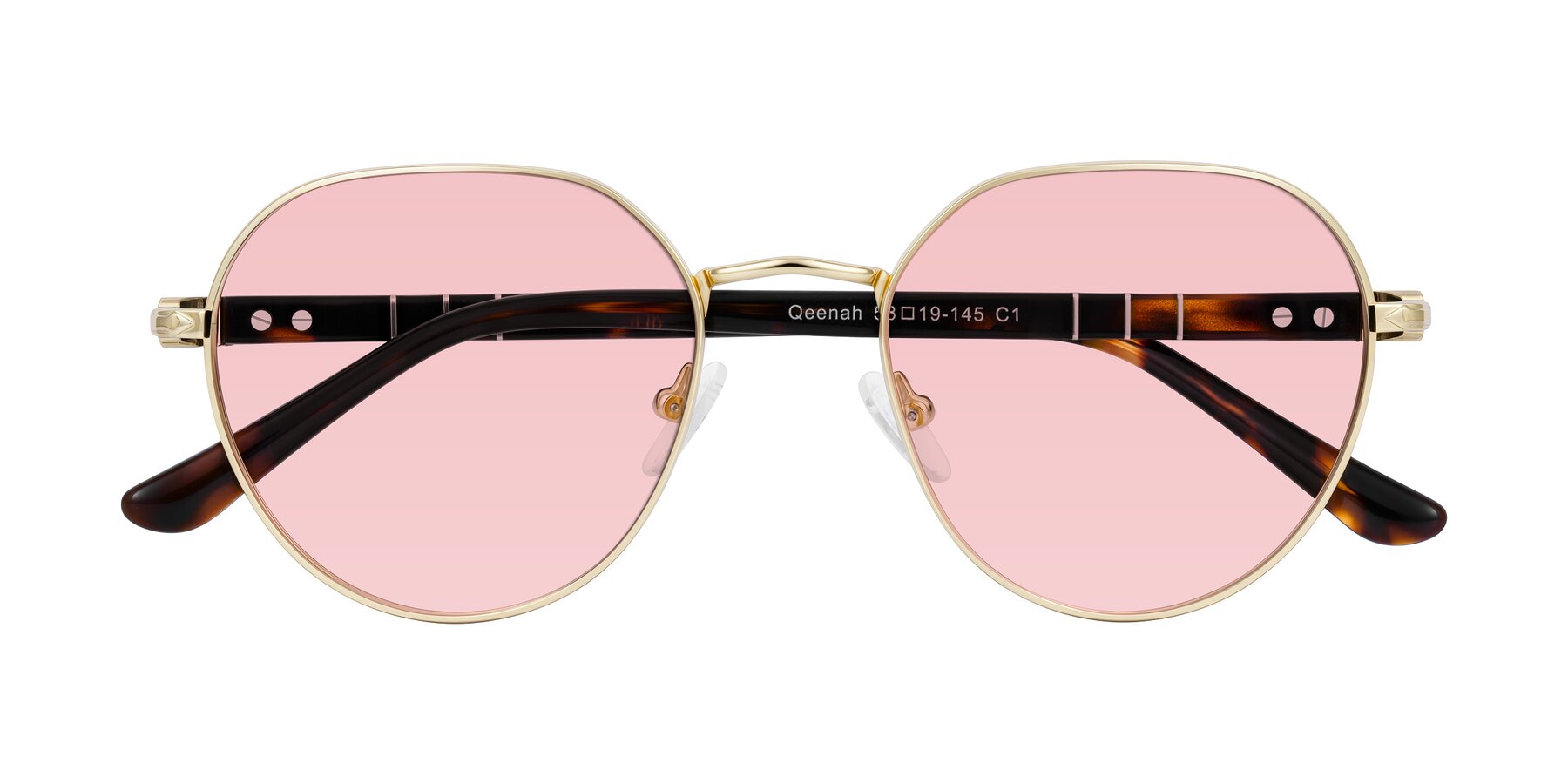 Folded Front of Qeenah in Gold with Light Garnet Tinted Lenses