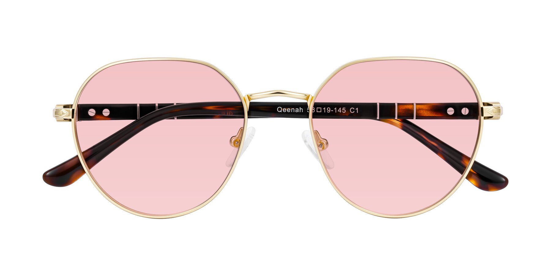 Folded Front of Qeenah in Gold with Light Garnet Tinted Lenses