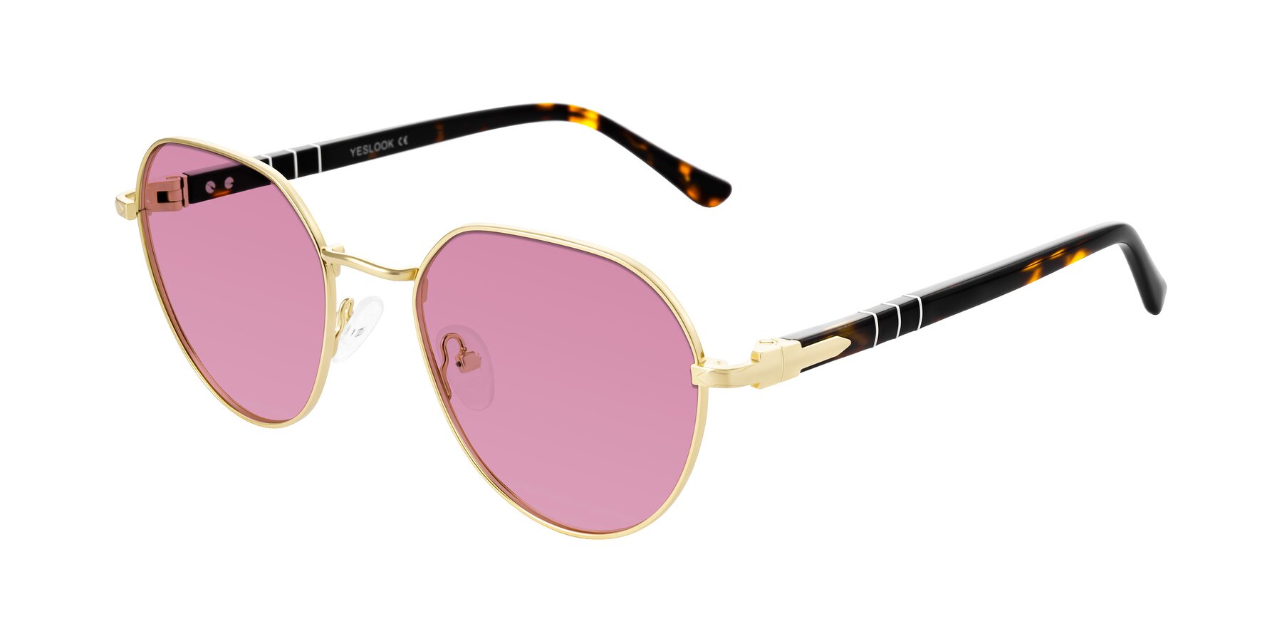 Angle of Qeenah in Gold with Medium Wine Tinted Lenses