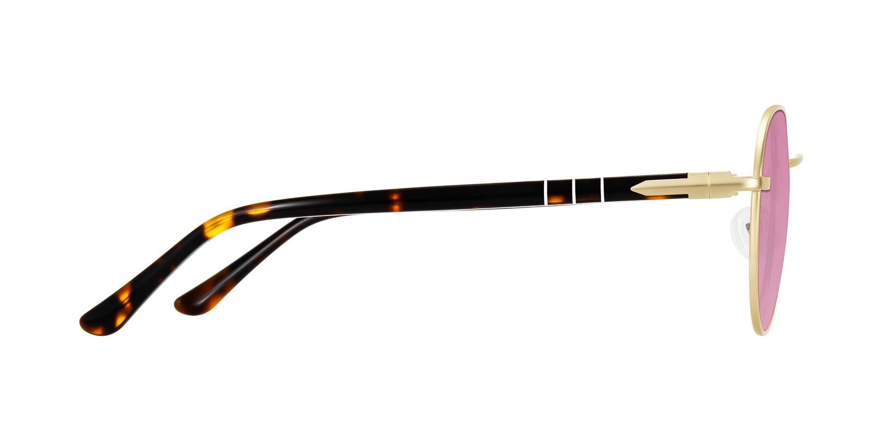 Side of Qeenah in Gold with Medium Wine Tinted Lenses