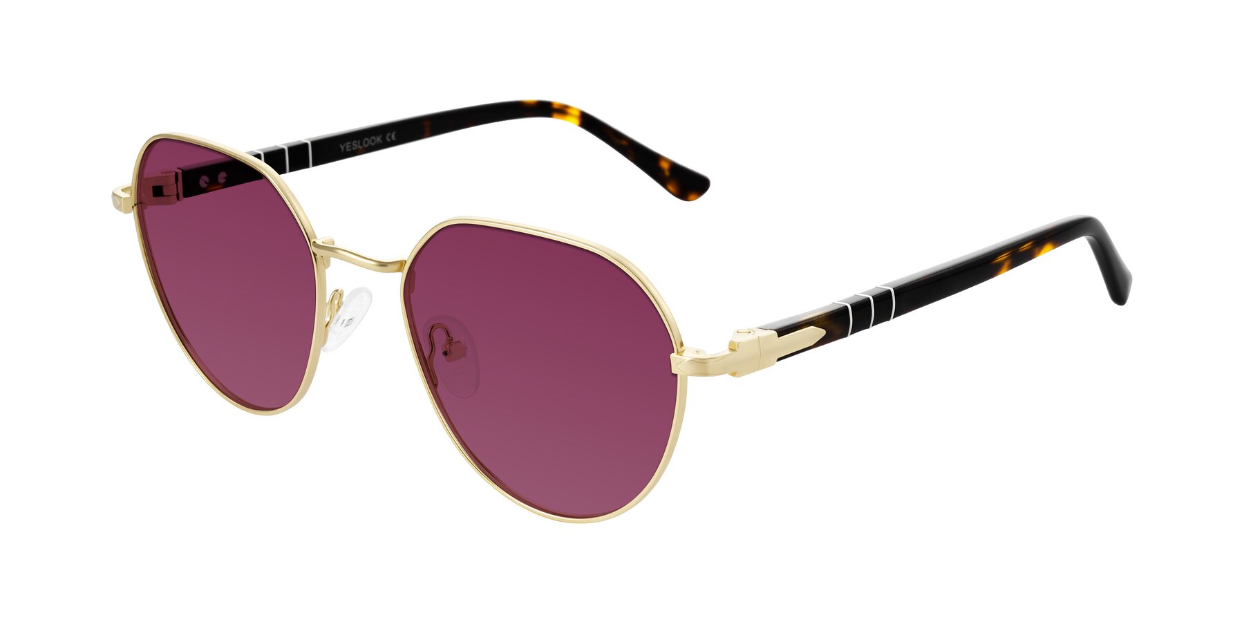 Angle of Qeenah in Gold with Wine Tinted Lenses