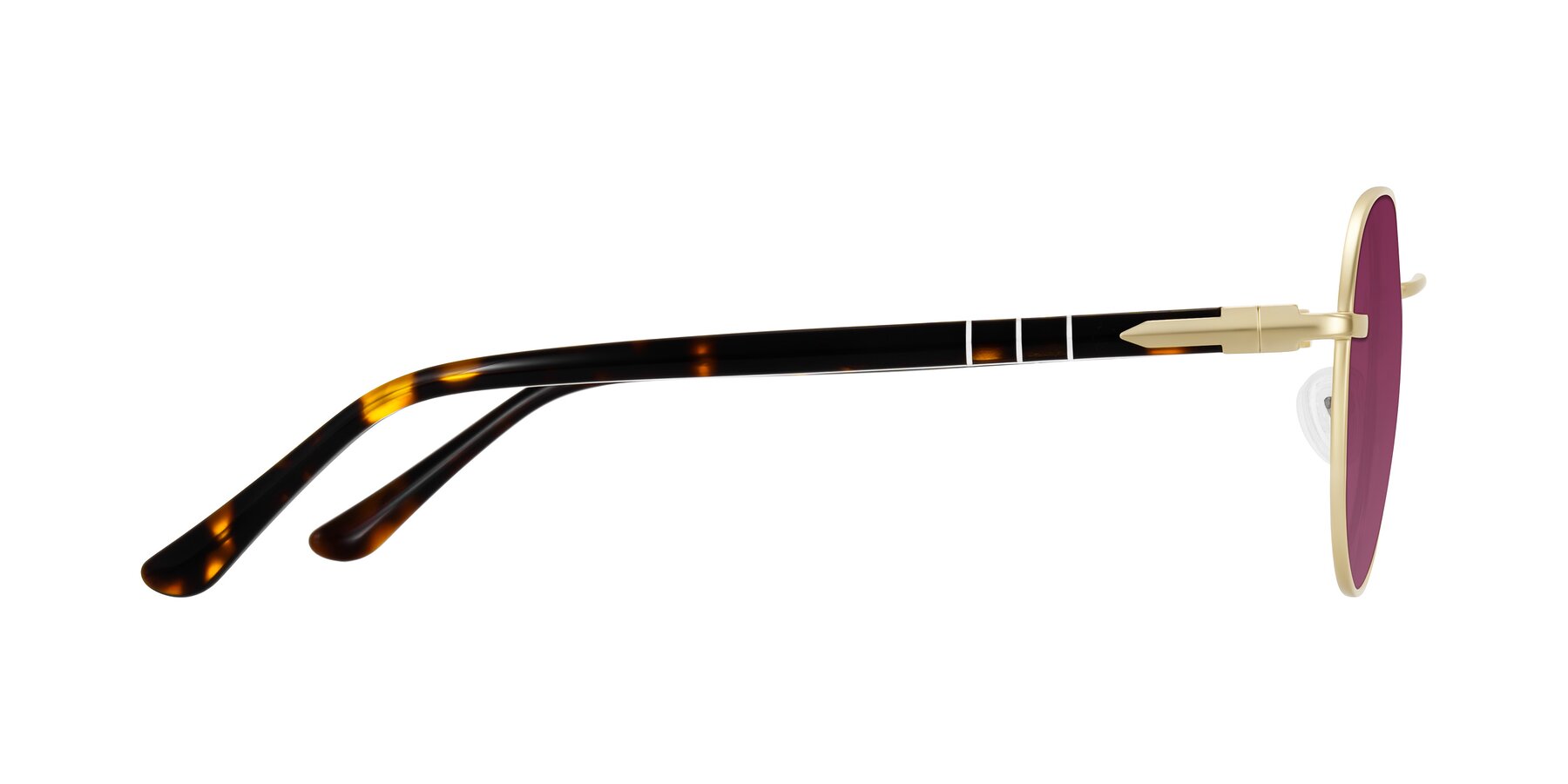 Side of Qeenah in Gold with Wine Tinted Lenses