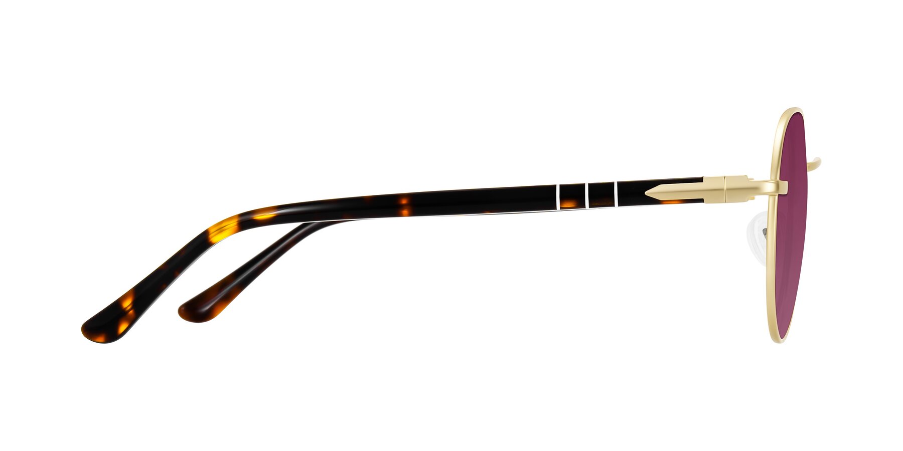 Side of Qeenah in Gold with Wine Tinted Lenses