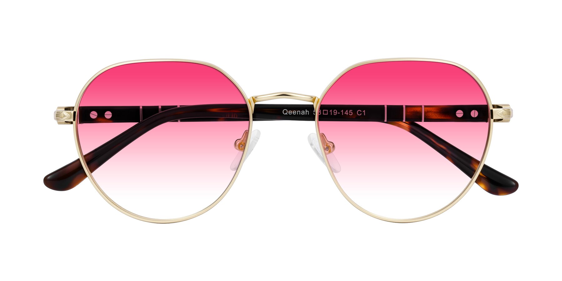 Folded Front of Qeenah in Gold with Pink Gradient Lenses