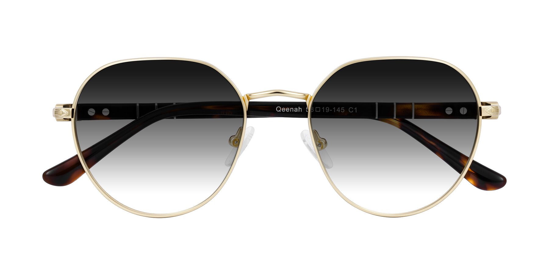 Folded Front of Qeenah in Gold with Gray Gradient Lenses