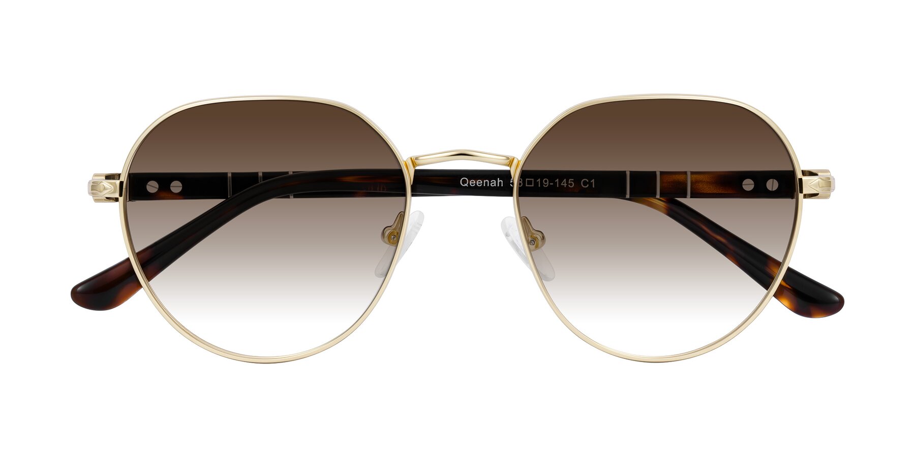 Folded Front of Qeenah in Gold with Brown Gradient Lenses