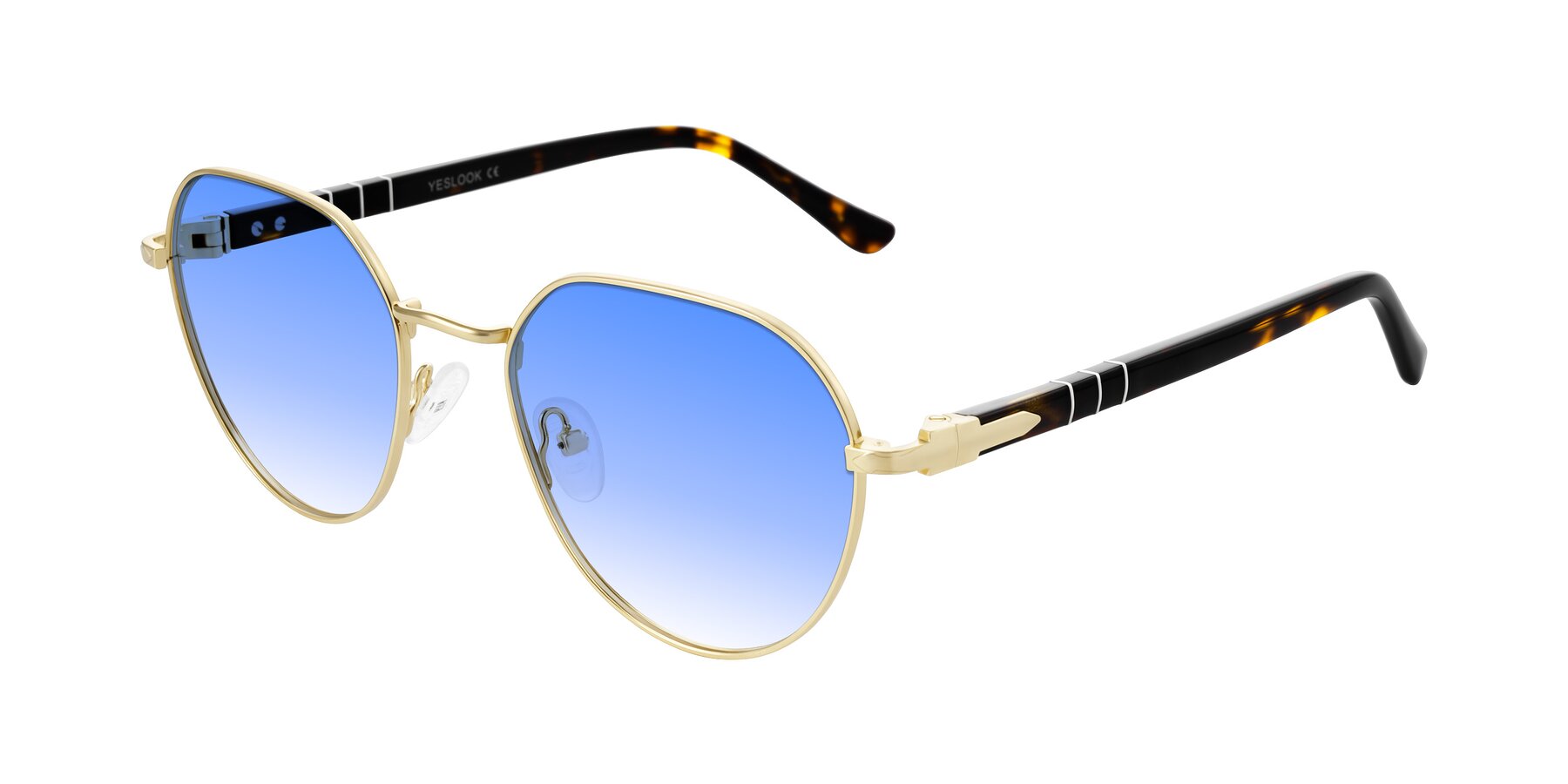 Angle of Qeenah in Gold with Blue Gradient Lenses