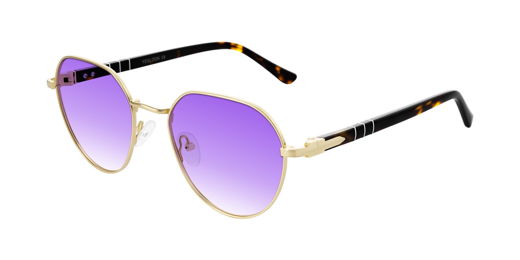 Angle of Qeenah in Gold with Purple Gradient Lenses
