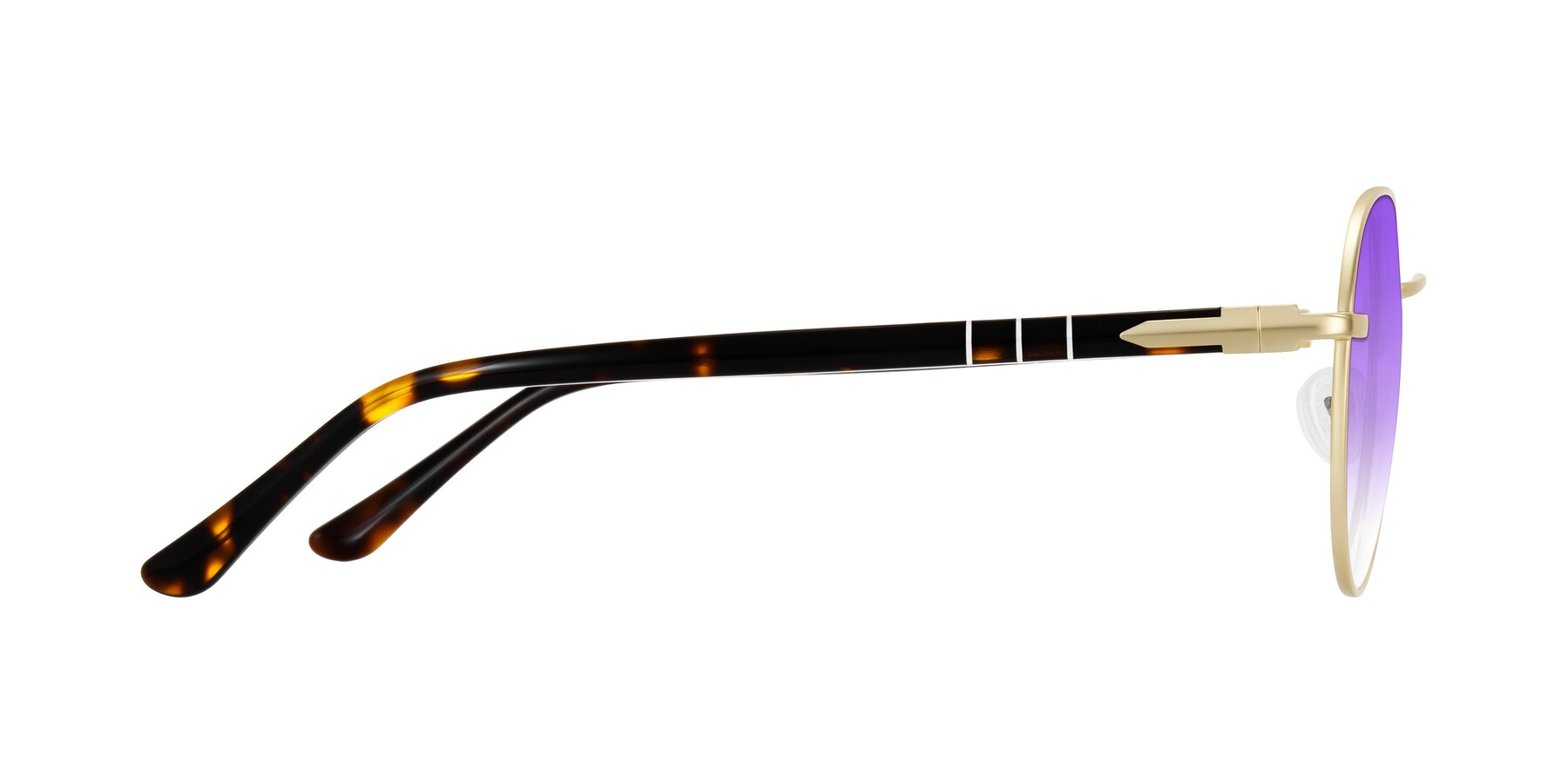 Side of Qeenah in Gold with Purple Gradient Lenses