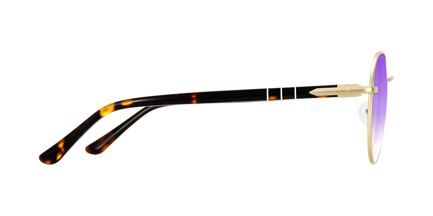 Side of Qeenah in Gold with Purple Gradient Lenses