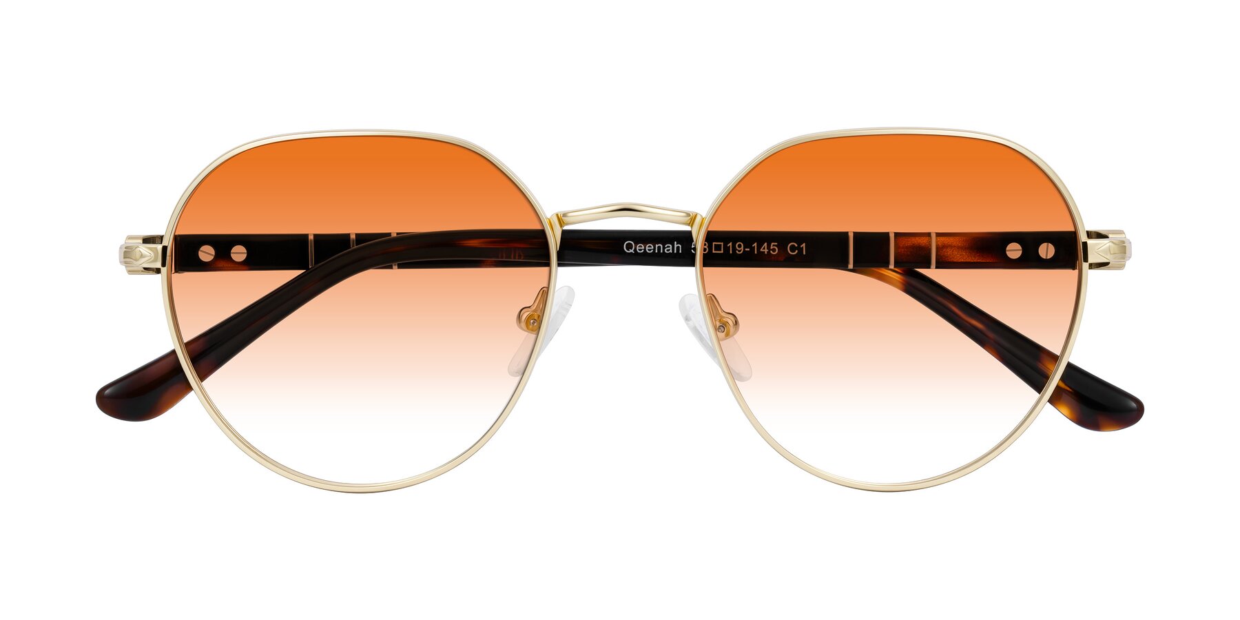 Folded Front of Qeenah in Gold with Orange Gradient Lenses