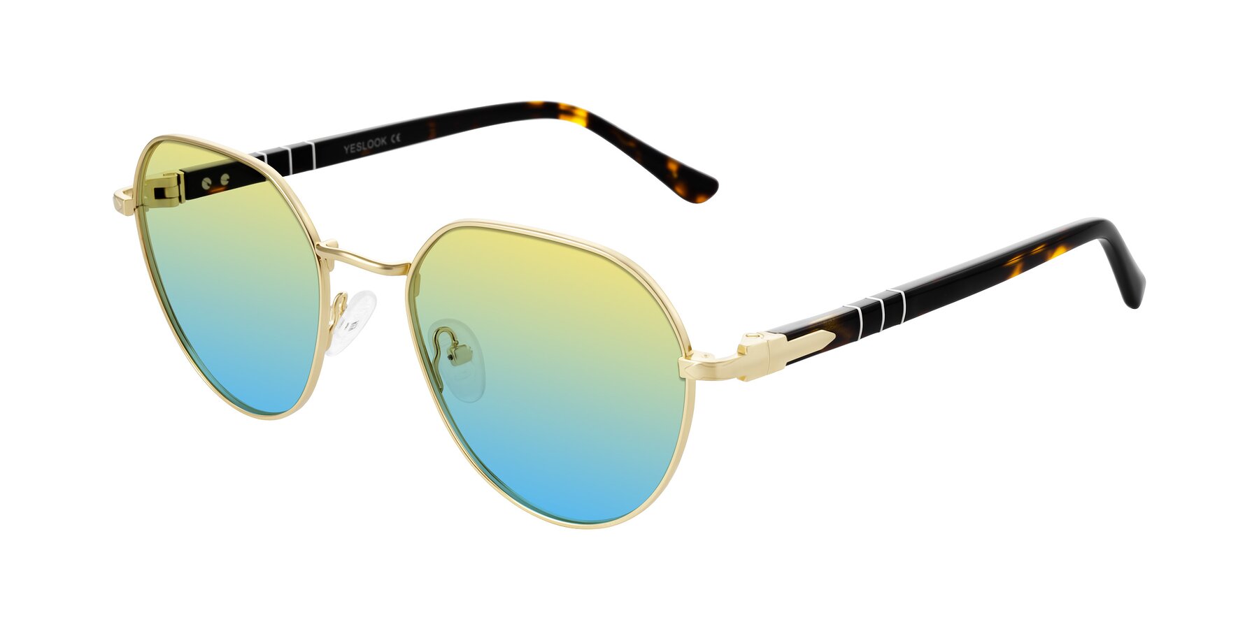 Angle of Qeenah in Gold with Yellow / Blue Gradient Lenses