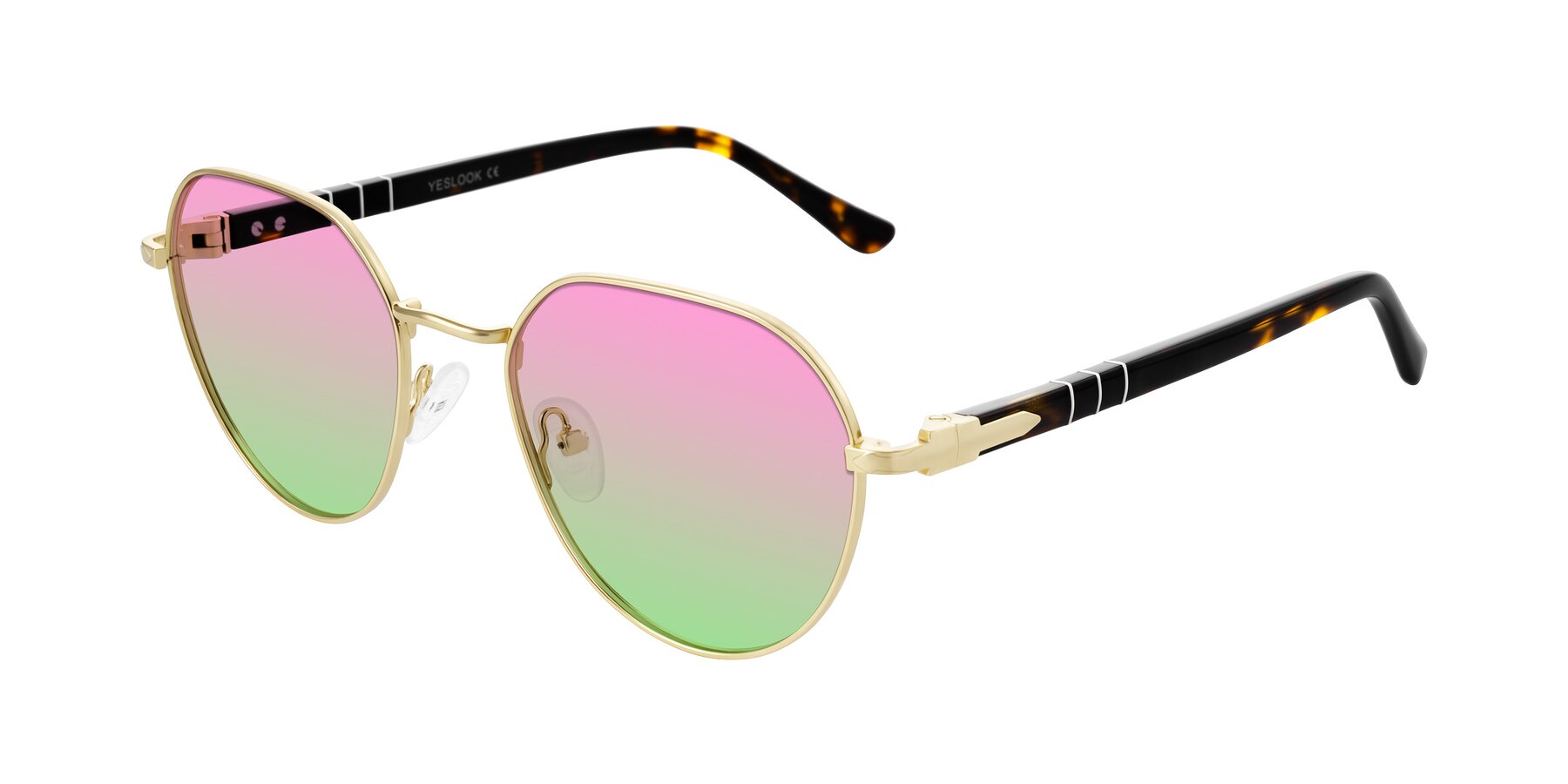 Angle of Qeenah in Gold with Pink / Green Gradient Lenses