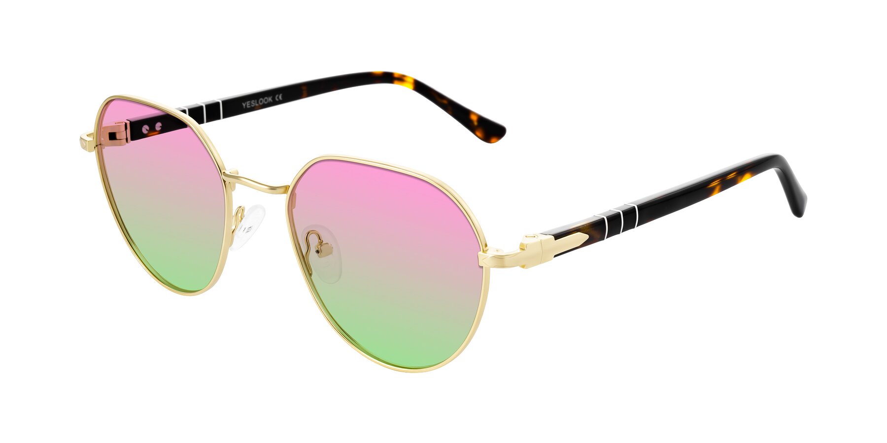 Angle of Qeenah in Gold with Pink / Green Gradient Lenses