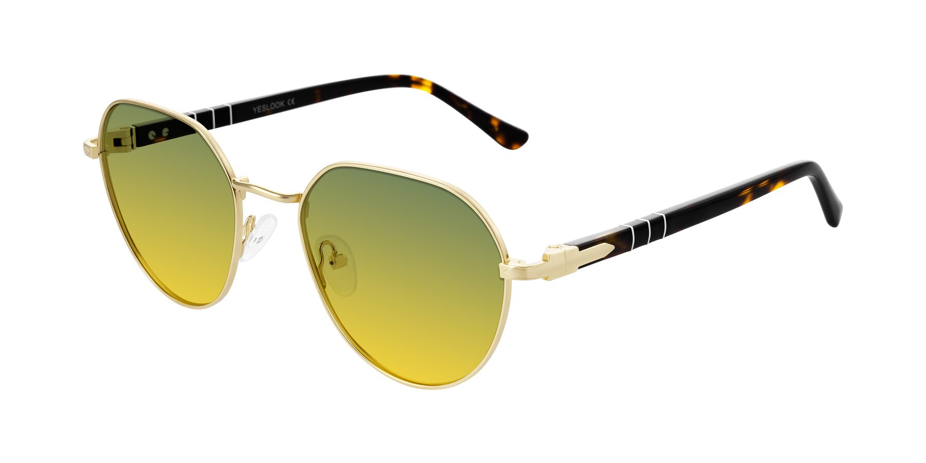 Angle of Qeenah in Gold with Green / Yellow Gradient Lenses