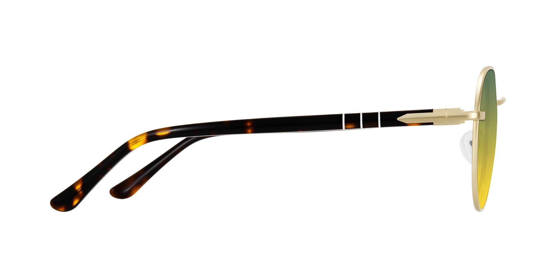 Side of Qeenah in Gold with Green / Yellow Gradient Lenses
