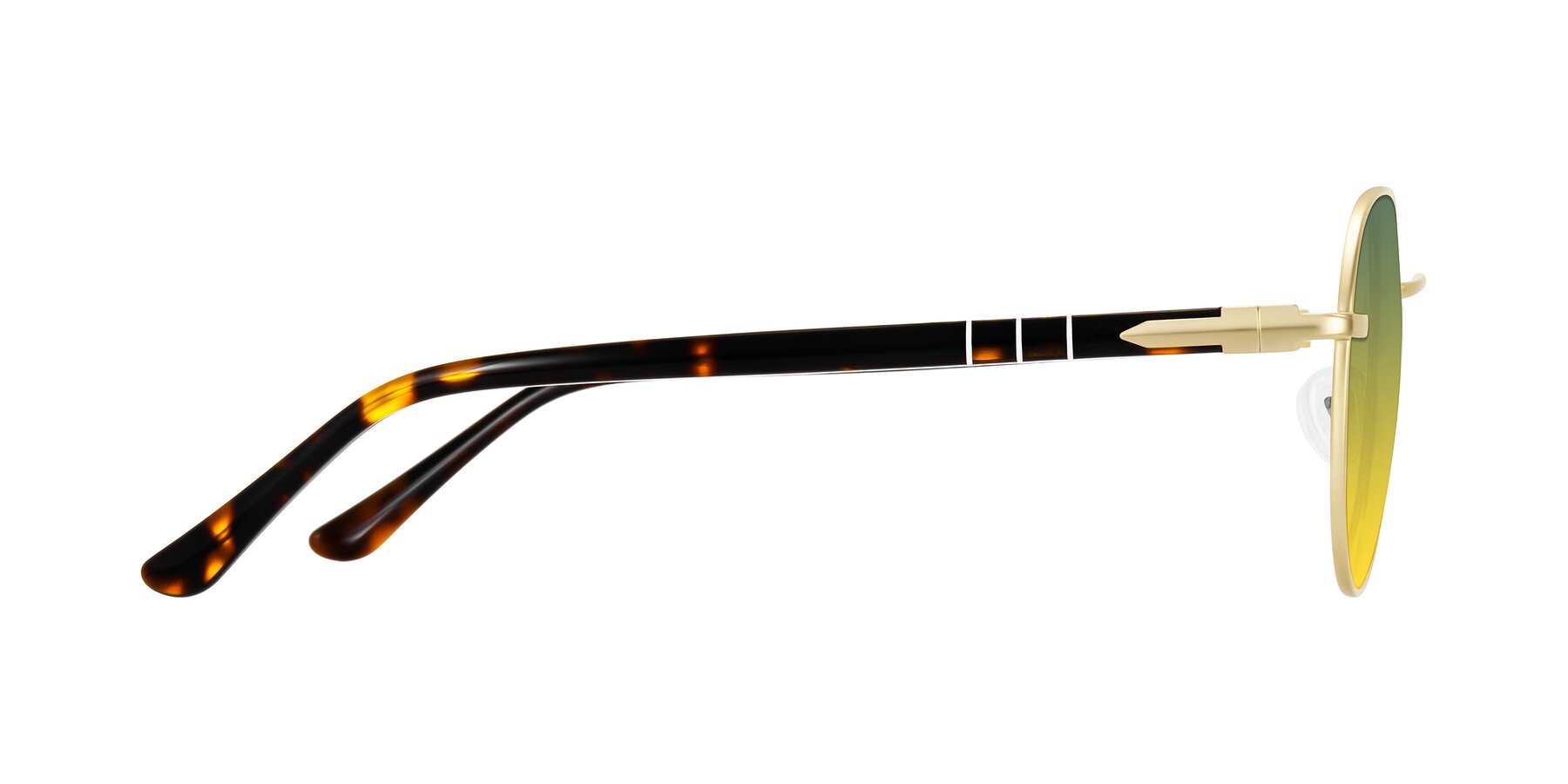 Side of Qeenah in Gold with Green / Yellow Gradient Lenses