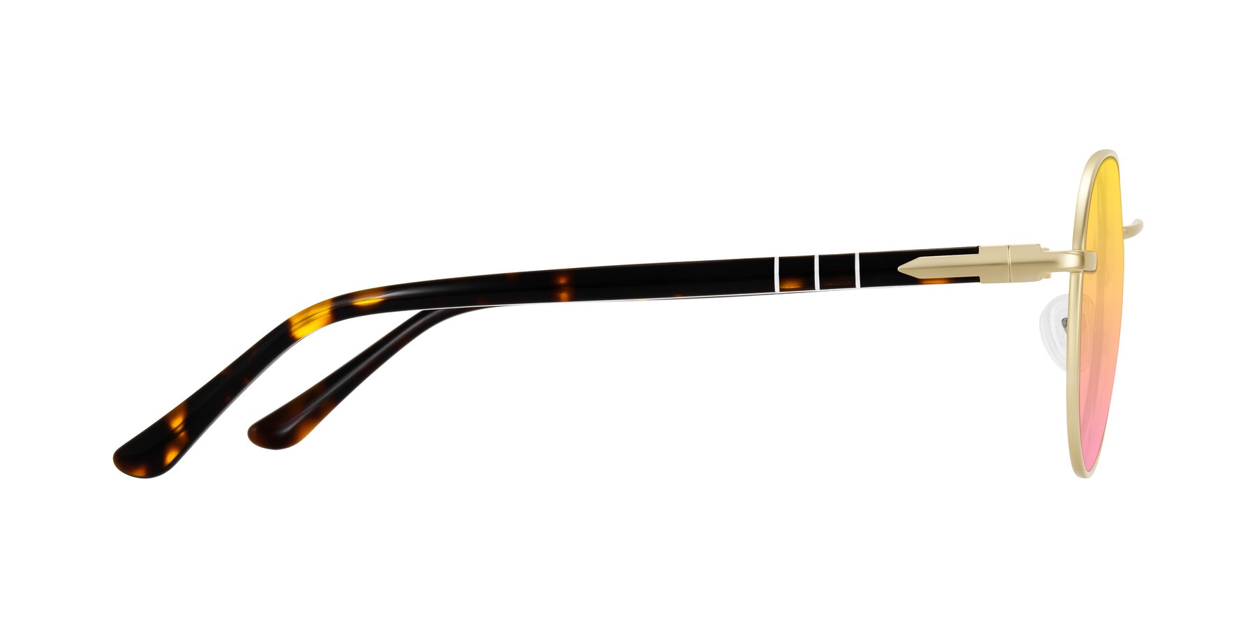 Side of Qeenah in Gold with Yellow / Pink Gradient Lenses