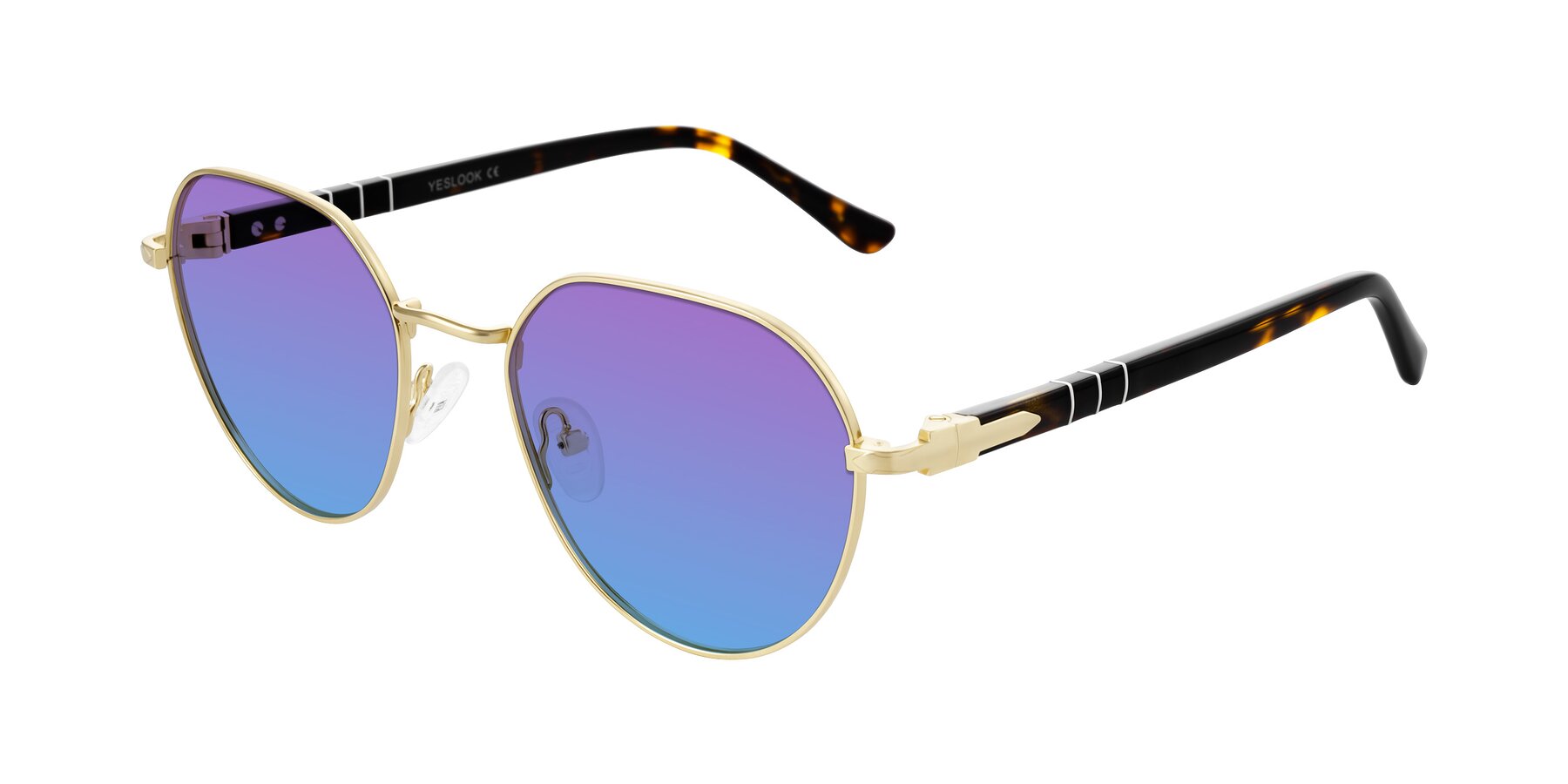 Angle of Qeenah in Gold with Purple / Blue Gradient Lenses