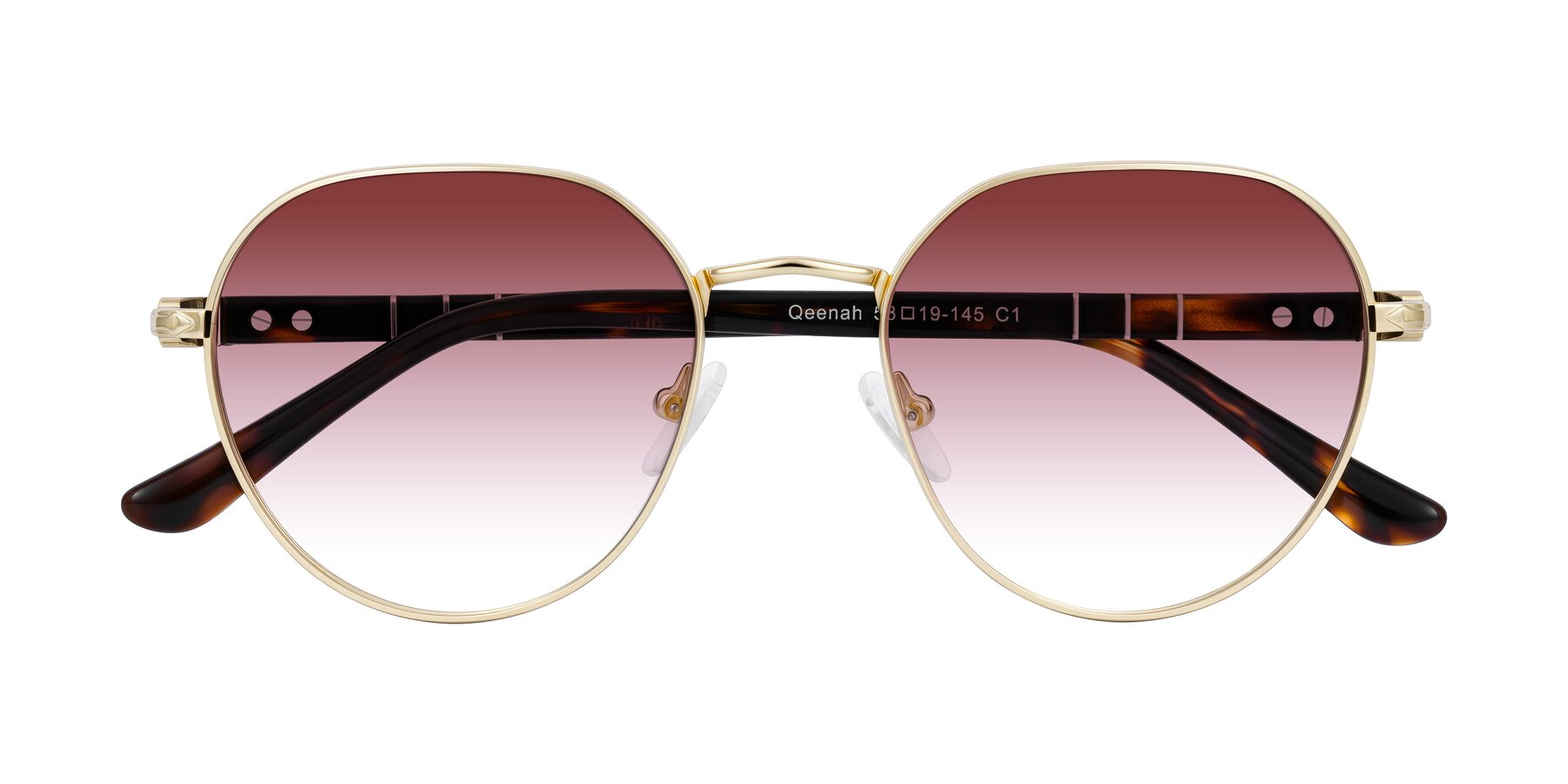 Folded Front of Qeenah in Gold with Garnet Gradient Lenses