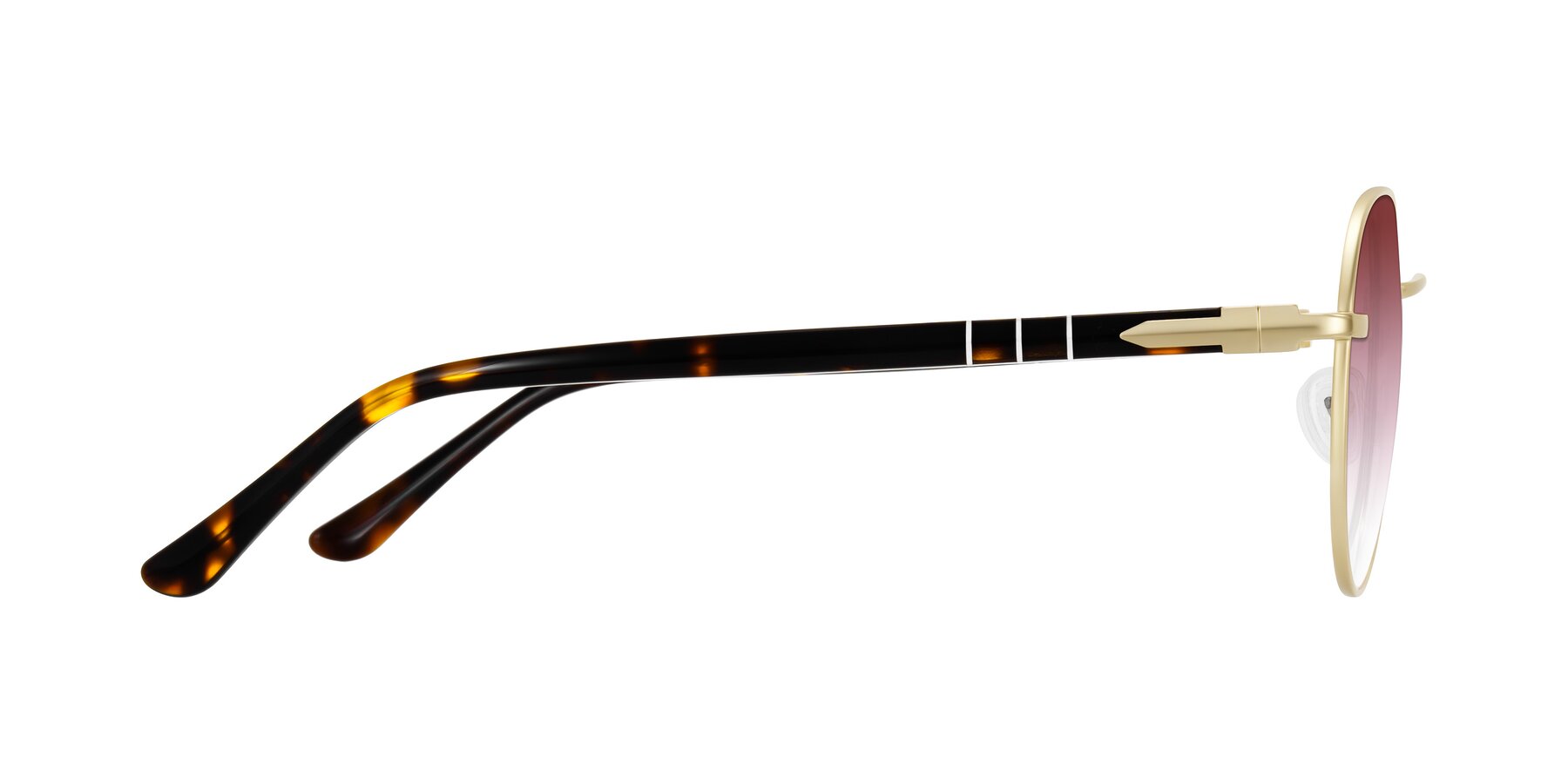 Side of Qeenah in Gold with Garnet Gradient Lenses