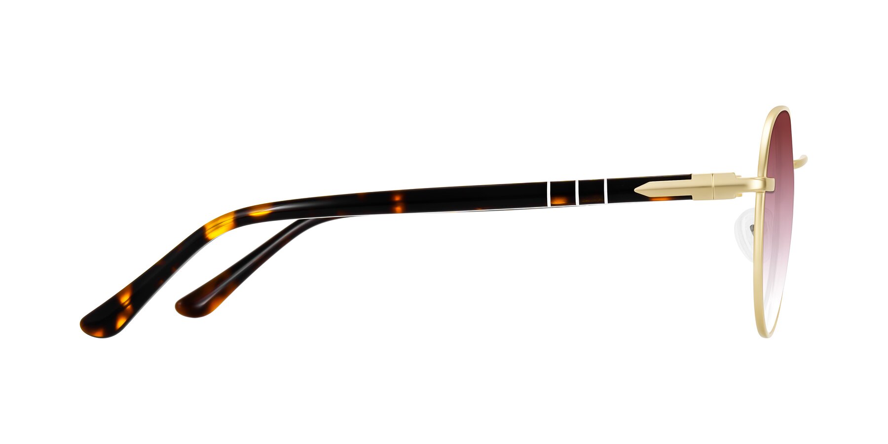 Side of Qeenah in Gold with Garnet Gradient Lenses