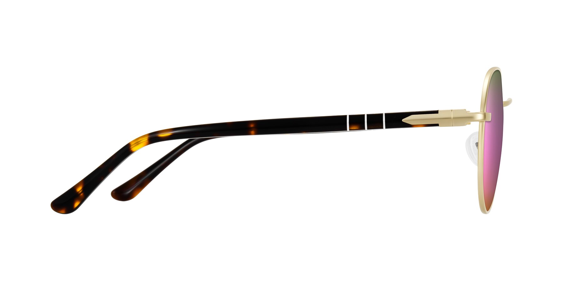 Side of Qeenah in Gold with Pink Mirrored Lenses