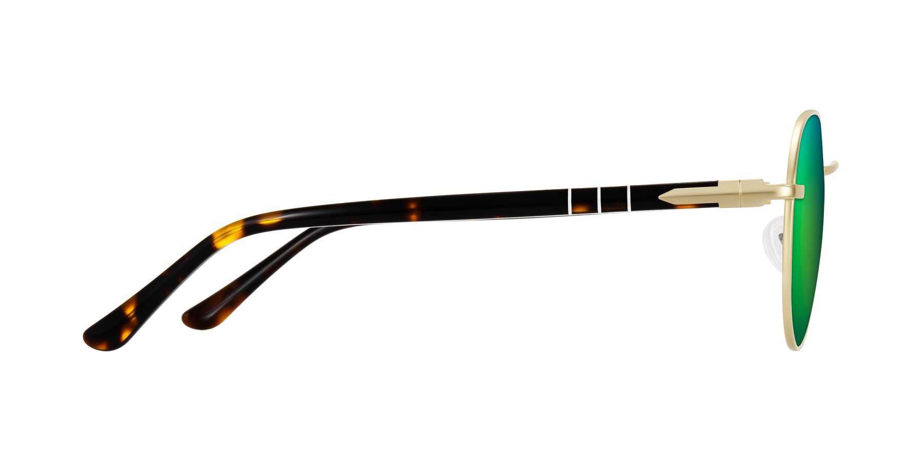 Side of Qeenah in Gold with Green Mirrored Lenses