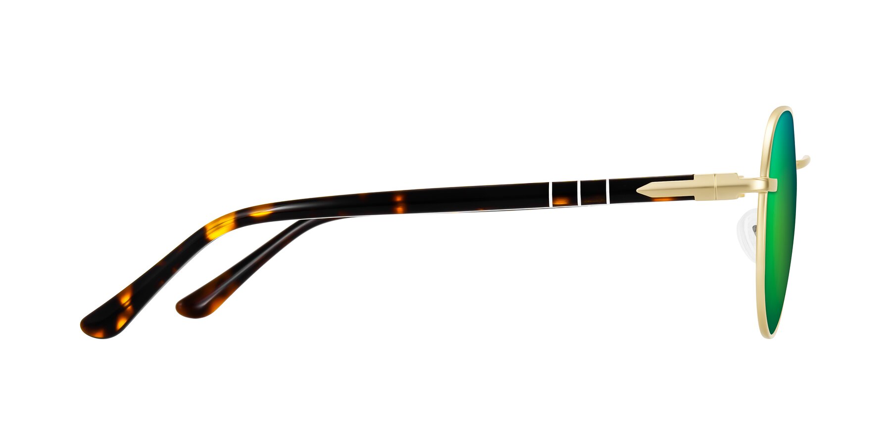 Side of Qeenah in Gold with Green Mirrored Lenses