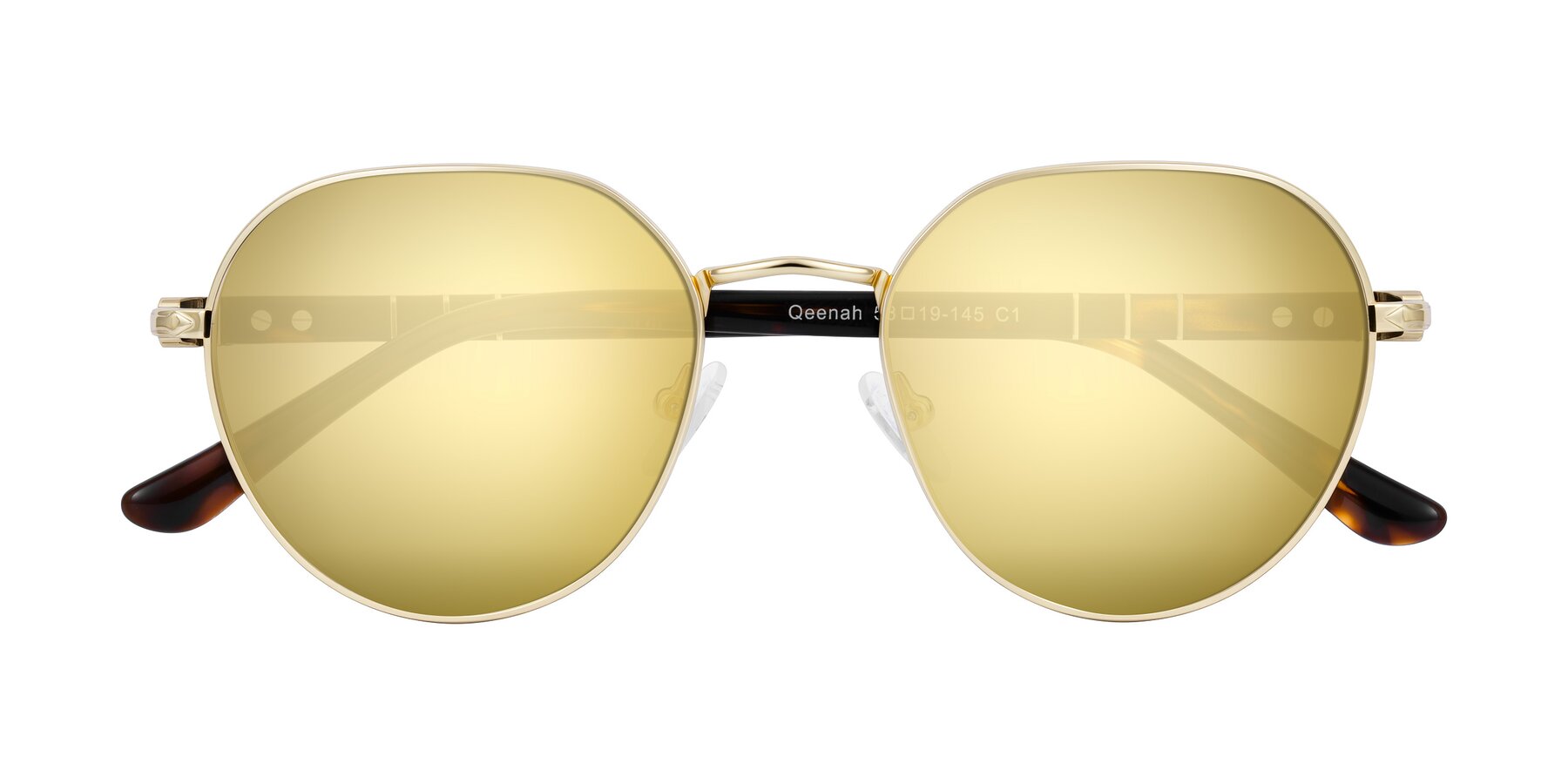 Folded Front of Qeenah in Gold with Gold Mirrored Lenses