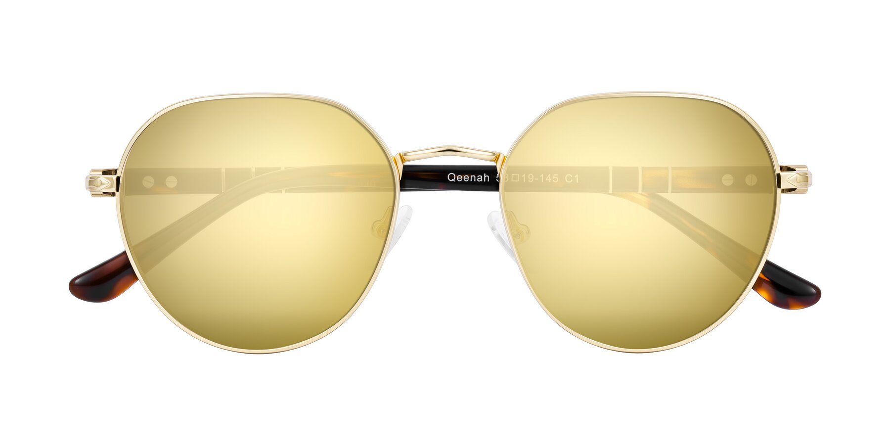 Folded Front of Qeenah in Gold with Gold Mirrored Lenses