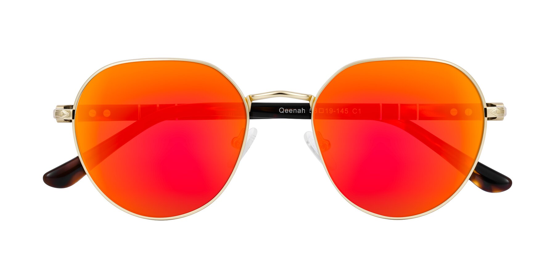 Folded Front of Qeenah in Gold with Red Gold Mirrored Lenses